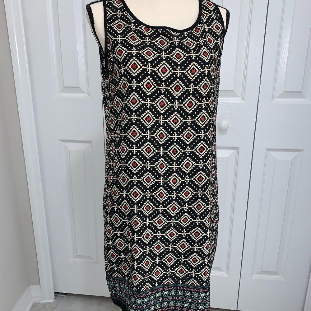 Amber Blue Printed Tank Shift Dress- L